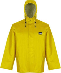 Viking - Size 3XL, Yellow, Rain, Chemical, Wind Resistant Jacket - 55" Chest, Detachable Hood - Eagle Tool & Supply