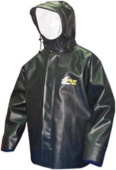 Viking - Size L, Green, Rain, Chemical, Wind Resistant Jacket - 43" Chest, Attached Hood - Eagle Tool & Supply