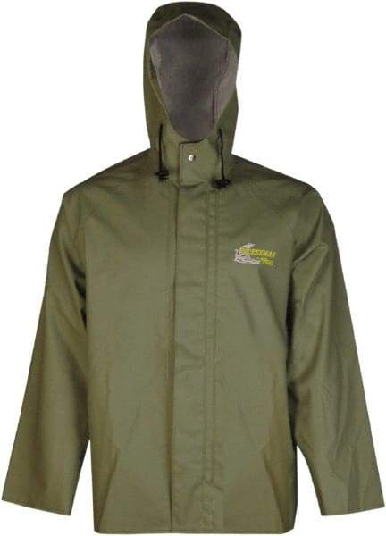 Viking - Size S, Green, Chemical, Rain, Wind Resistant Jacket - 37" Chest, Attached Hood - Eagle Tool & Supply