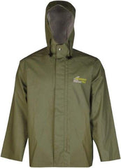 Viking - Size S, Green, Chemical, Rain, Wind Resistant Jacket - 37" Chest, Attached Hood - Eagle Tool & Supply