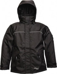 Viking - Size S, Black, Rain, Wind Resistant Jacket - 37" Chest, 3 Pockets, Detachable Hood - Eagle Tool & Supply