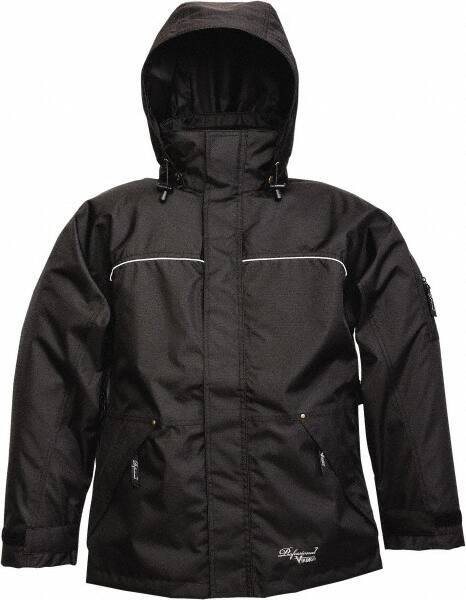 Viking - Size 3XL, Black, Rain, Wind Resistant Jacket - 55" Chest, 3 Pockets, Detachable Hood - Eagle Tool & Supply
