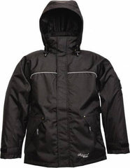 Viking - Size 3XL, Black, Rain, Wind Resistant Jacket - 55" Chest, 3 Pockets, Detachable Hood - Eagle Tool & Supply