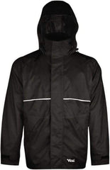 Viking - Size 4XL, Black, Rain, Wind Resistant Jacket - 55" Chest, 3 Pockets, Detachable Hood - Eagle Tool & Supply