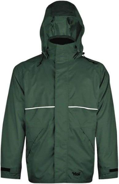 Viking - Size L, Green, Rain, Wind Resistant Jacket - 43" Chest, 3 Pockets, Detachable Hood - Eagle Tool & Supply