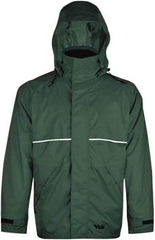 Viking - Size 2XL, Green, Rain, Wind Resistant Jacket - 51" Chest, 3 Pockets, Detachable Hood - Eagle Tool & Supply