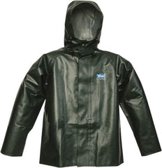 Viking - Size M, Green, Chemical, Rain, Wind Resistant Jacket - 40" Chest, Detachable Hood - Eagle Tool & Supply