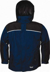 Viking - Size 4XL, Navy & Charcoal, Rain, Wind Resistant Jacket - 58" Chest, 5 Pockets, Detachable Hood - Eagle Tool & Supply