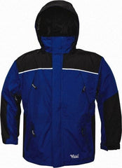 Viking - Size XS, Charcoal & Royal Blue, Rain, Wind Resistant Jacket - 5 Pockets, Detachable Hood - Eagle Tool & Supply