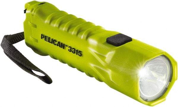 Pelican Products, Inc. - White LED Bulb, 160 Lumens, Industrial/Tactical Flashlight - Yellow Plastic Body, 3 AA Alkaline Batteries Included - Eagle Tool & Supply