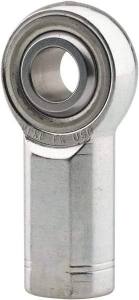 Made in USA - 1" ID, 2-3/4" Max OD, 76,205 Lb Max Static Cap, Plain Female Spherical Rod End - 1-1/4 - 12 LH, 0.469" Shank Diam, 2-1/8" Shank Length, Alloy Steel with Steel Raceway - Eagle Tool & Supply