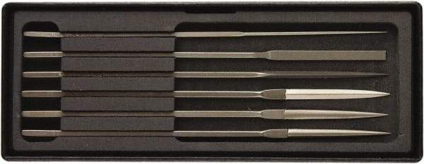 Value Collection - 6 Piece Needle Pattern File Set - Fine Coarseness, Set Includes Comprise, Pillar, Half Round, Crossing, Square, Round, Barrette - Eagle Tool & Supply