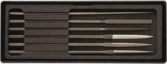 Value Collection - 6 Piece Needle Pattern File Set - Fine Coarseness, Set Includes Comprise, Pillar, Half Round, Crossing, Square, Round, Barrette - Eagle Tool & Supply