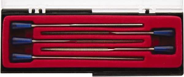 Value Collection - 5 Piece Diamond Pattern File Set - Set Includes Comprise, Square, Half Round, Round - Eagle Tool & Supply