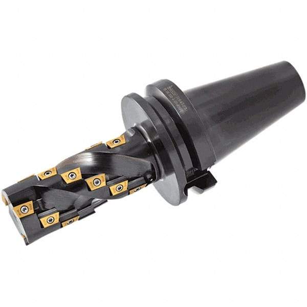 Iscar - 104.5mm Cut Diam, 32mm Arbor Hole, 7mm Max Depth of Cut, 45° Indexable Chamfer & Angle Face Mill - 4 Inserts, ONMU 1008\xB6S845 SNMU 2608 Insert, Right Hand Cut, 4 Flutes, Through Coolant, Series Helido - Eagle Tool & Supply