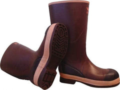 Viking - Men's Size 6 Medium Width Steel Knee Boot - Brown, Tan, Rubber Upper, Nitrile Rubber Outsole, 16" High, Chemical Resistant, Non-Slip, Cold Protection, Waterproof - Eagle Tool & Supply