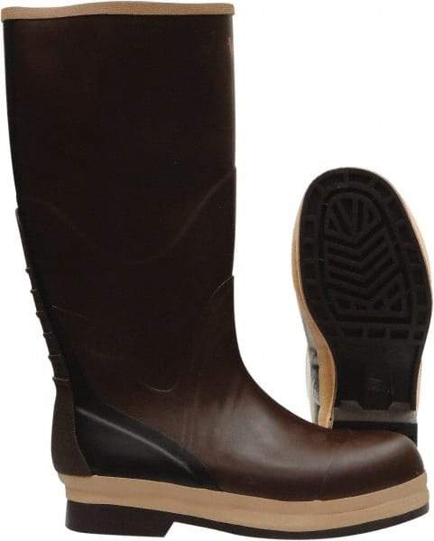 Viking - Men's Size 13 Medium Width Rubber Knee Boot - Brown, Tan, Rubber Upper, Nitrile Rubber Outsole, 16" High, Chemical Resistant, Non-Slip, Waterproof - Eagle Tool & Supply
