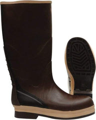 Viking - Men's Size 15 Medium Width Rubber Knee Boot - Brown, Tan, Rubber Upper, Nitrile Rubber Outsole, 16" High, Chemical Resistant, Non-Slip, Waterproof - Eagle Tool & Supply