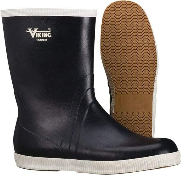 Viking - Men's Size 11 Medium Width Rubber Wader - White, Navy, Rubber Upper, Nitrile Rubber Outsole, 10" High, Non-Slip, Waterproof - Eagle Tool & Supply