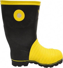 Viking - Men's Size 12 Medium Width Steel Work Boot - Black, Yellow, Rubber Upper, Nitrile Rubber Outsole, 14" High, Non-Slip, Chemical Resistant, Waterproof, Electric Shock Resistant - Eagle Tool & Supply