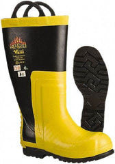 Viking - Men's Size 11 Medium Width Steel Work Boot - Black, Yellow, Rubber Upper, Nitrile Rubber Outsole, 14" High, Non-Slip, Chemical Resistant, Waterproof, Electric Shock Resistant - Eagle Tool & Supply