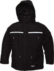 Viking - Size 3XL, Black, Rain, Wind Resistant, Cold Weather Jacket - 55" Chest, 5 Pockets, Detachable Hood - Eagle Tool & Supply