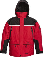 Viking - Size 4XL, Black & Red, Rain, Wind Resistant, Cold Weather Jacket - 58" Chest, 5 Pockets, Detachable Hood - Eagle Tool & Supply