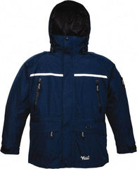 Viking - Size 5XL, Black & Navy, Rain, Wind Resistant, Cold Weather Jacket - 60" Chest, 5 Pockets, Detachable Hood - Eagle Tool & Supply