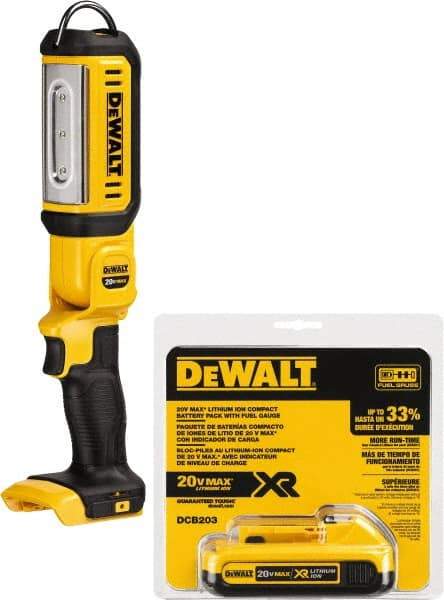 DeWALT - 20 Volts, 500 Lumens, Cordless Work Light - Black/Yellow, 17 hr Run Time - Eagle Tool & Supply