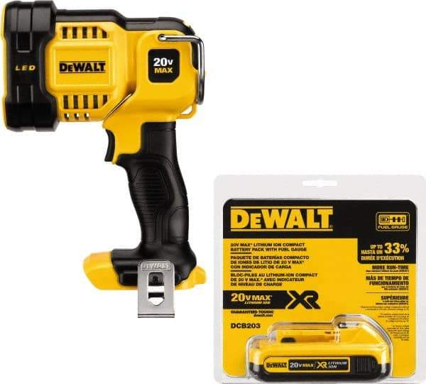 DeWALT - 20 Volts, 1000 Lumens, Cordless Work Light - White/Red, 4 hr Run Time - Eagle Tool & Supply