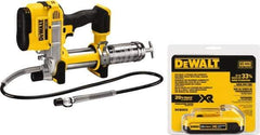 DeWALT - 10,000 Max psi, Flexible Battery-Operated Grease Gun - 16 oz Capacity, Bulk & Cartridge Fill, Includes Shoulder Strap & Battery - Eagle Tool & Supply