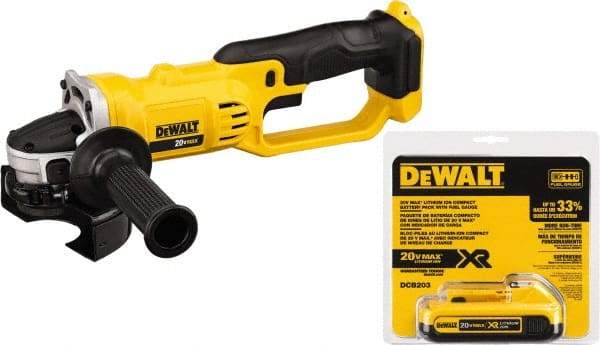 DeWALT - 4-1/2" Wheel Diam, 6,500 RPM, Cordless Cutoff & Cutoff-Grinder Tool - Right Angle Handle, 20 Volt, Battery Included - Eagle Tool & Supply