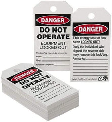 Ability One - CAUTION - DO NOT OPERATE, English Safety & Facility Lockout Tag - Tag Header: Danger, White Cardstock - Eagle Tool & Supply