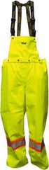 Viking - Size XL, High Visibility Lime, Rain, Cold Weather Bib Overall - No Pockets - Eagle Tool & Supply
