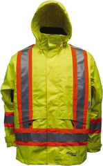 Viking - Size 3XL, High Visibility Lime, Cold Weather, Rain, Wind Resistant Jacket - 55" Chest, 3 Pockets, Detachable Hood - Eagle Tool & Supply