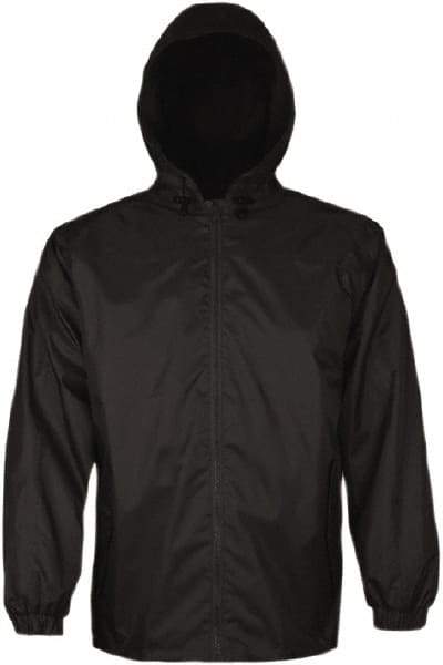Viking - Size 2XL, Black, Rain, Wind Resistant Jacket - 51" Chest, 2 Pockets, Attached Hood - Eagle Tool & Supply