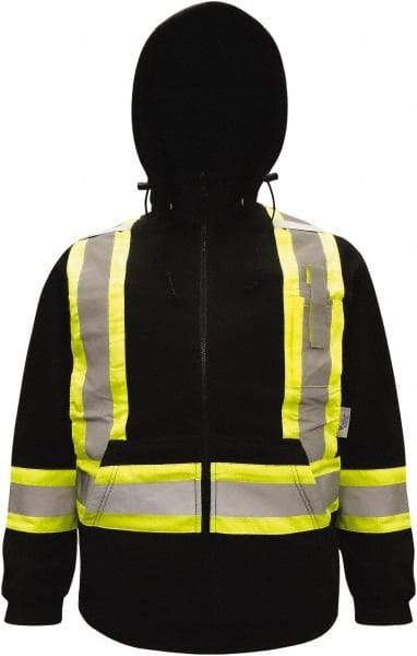 Viking - Size L High Visibility Sweatshirt - High Visbility Yellow, Black, Polyester & Fleece, Zipper Closure, 43" Chest - Eagle Tool & Supply