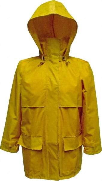 Viking - Size L, Yellow, Rain, Wind Resistant Jacket - 43" Chest, Detachable Hood - Eagle Tool & Supply