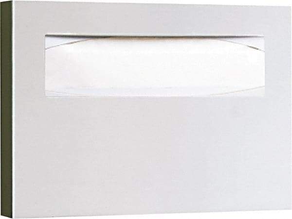 Bobrick - 250 Capacity Satin Stainless Steel Finish Stainless Steel Toilet Seat Cover Dispenser - 11" High x 15-3/4" Wide 2" Deep, Holds 2 Half Fold Sleeves - Eagle Tool & Supply