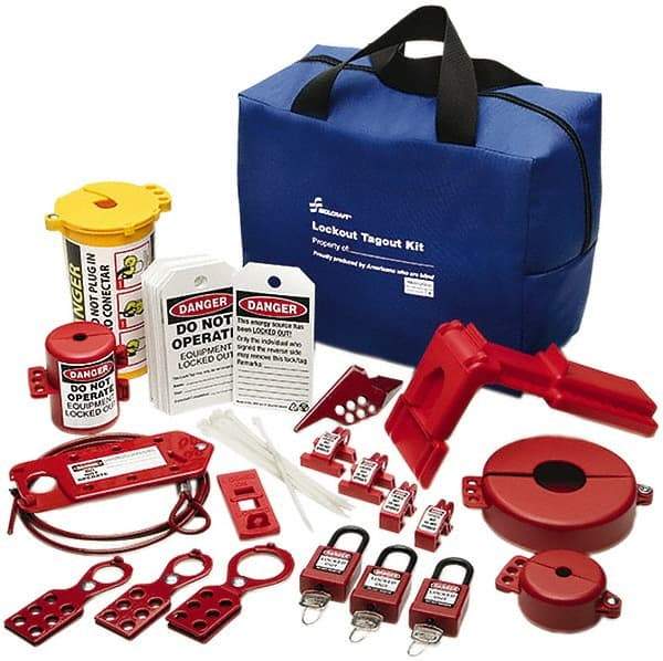 Ability One - 39 Piece Electrical & Valve Lockout Kit - Keyed Differently, Comes in Carrying Case - Eagle Tool & Supply