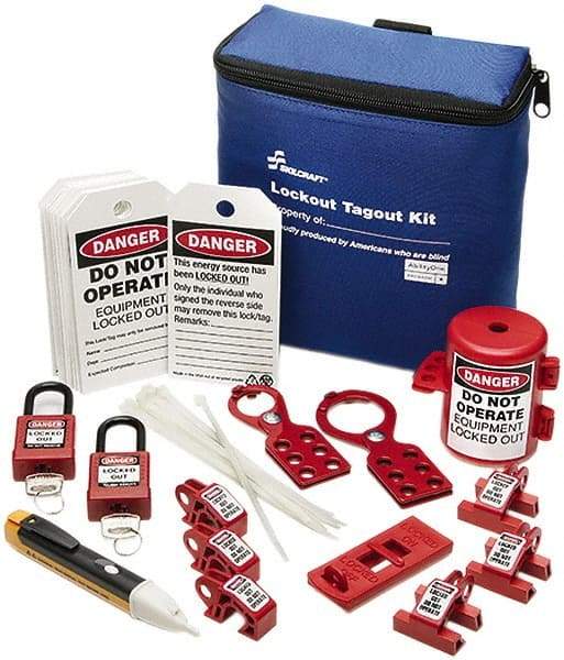 Ability One - 35 Piece Electrical Lockout Kit - Keyed Differently, Comes in Carrying Case - Eagle Tool & Supply