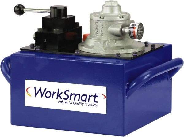 Value Collection - 10,000 psi Air-Hydraulic Pump & Jack - 3 Gal Oil Capacity, Manual Valve, Use with Double Acting Cylinders, Advance, Hold & Retract - Eagle Tool & Supply