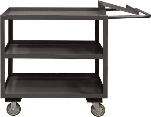 Durham - 1,200 Lb Capacity, 24" Wide x 36" Long x 37-5/8" High Order Picking Cart - 3 Shelf, Steel, 2 Rigid/2 Swivel Casters - Eagle Tool & Supply