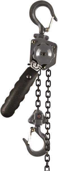 Jet - 1,000 Lb Lifting Capacity, 15' Lift Height, Puller Hoist - Made from Chain, 86 Lb Avg Pull to Lift Rated Load - Eagle Tool & Supply