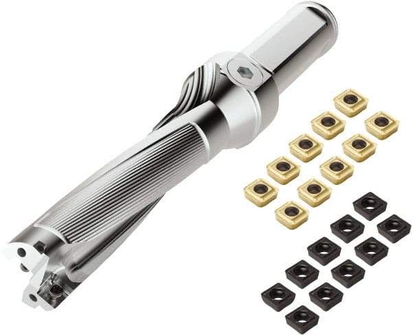 Seco - 3" Max Drill Depth, 3xD, 1" Diam, Indexable Insert Drill - 2 Inserts, 1-1/4" Shank Diam, Weldon Flat Shank - Eagle Tool & Supply