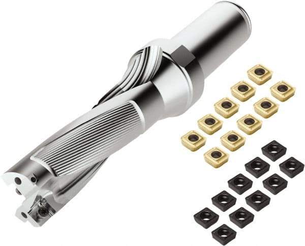 Seco - 3-3/4" Max Drill Depth, 3xD, 1-1/4" Diam, Indexable Insert Drill - 2 Inserts, 1-1/4" Shank Diam, Weldon Flat Shank - Eagle Tool & Supply