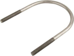 Made in USA - 7/8-9 UNC, 16-1/16" Long, Round U Bolt Clamp with No Mount Plate for 12" Pipe - 4-1/4" Thread Length, 12-7/8" Wide, Grade 304 Stainless Steel - Eagle Tool & Supply