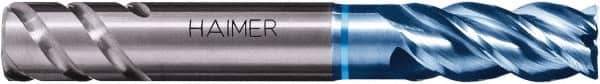 HAIMER - 1", 4 Flute, Single End, Solid Carbide, Corner Chamfer End Mill - 4-1/2" OAL, Right Hand Flute, 2" LOC, Right Hand Cut - Eagle Tool & Supply