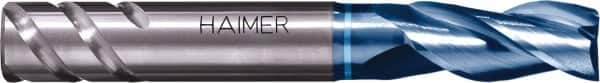 HAIMER - 5/16" Diam, 5/8" LOC, 3 Flute Solid Carbide Roughing & Finishing Square End Mill - AlTiN Finish, 2-3/16" OAL, 5/16" Shank Diam, 35° Helix, Centercutting, Regular Length - Eagle Tool & Supply