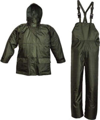 Viking - Size XL, Green, Rain Three Piece Suit - Detachable Hood, Hook & Loop Ankle, Hook & Loop Wrist - Eagle Tool & Supply